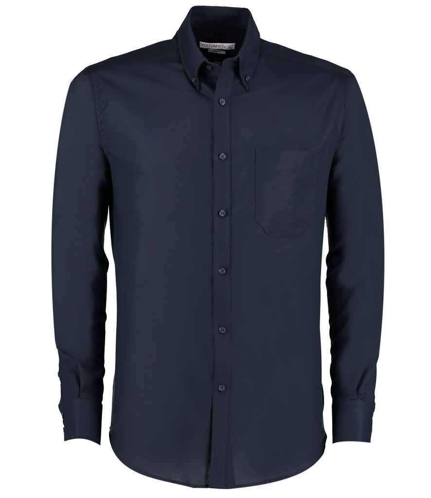 Kustom Kit Long Sleeve Slim Fit Workwear Oxford Shirt Navy