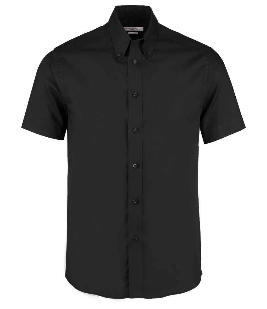 Kustom Kit Premium Short Sleeve Tailored Oxford Shirt Black