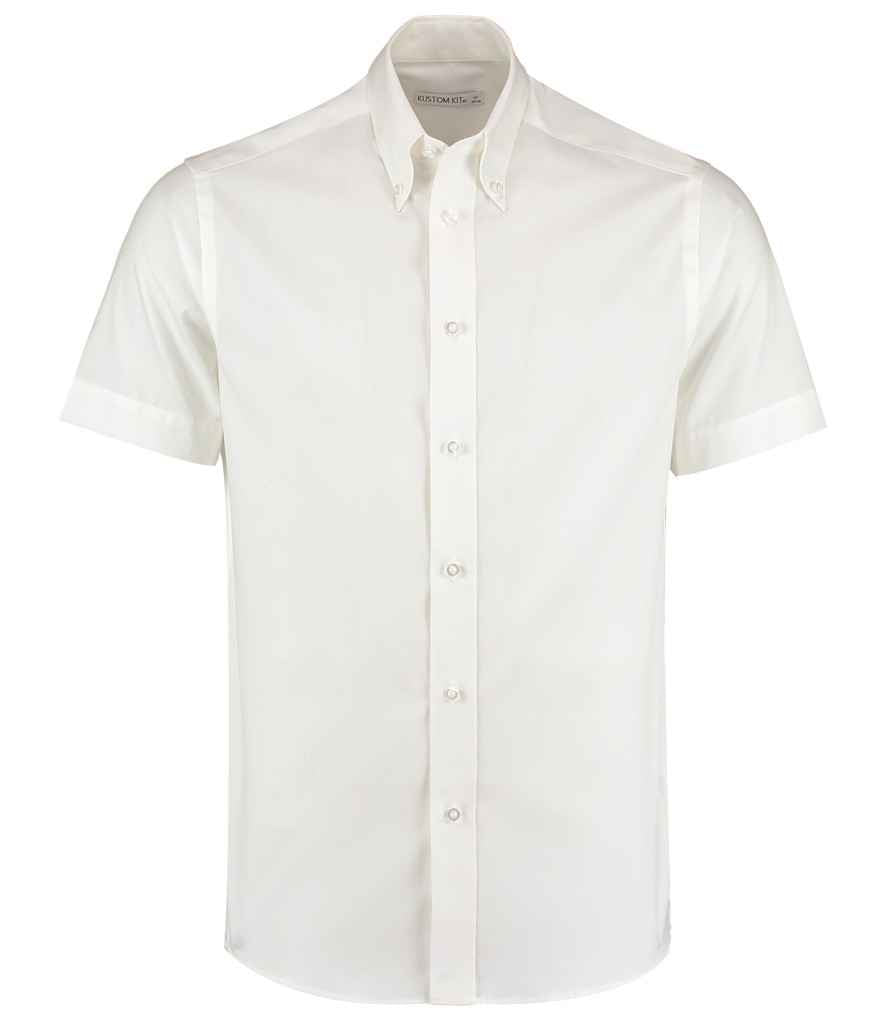 Kustom Kit Premium Short Sleeve Tailored Oxford Shirt White