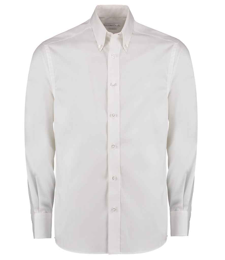 Kustom Kit Premium Long Sleeve Tailored Oxford Shirt White