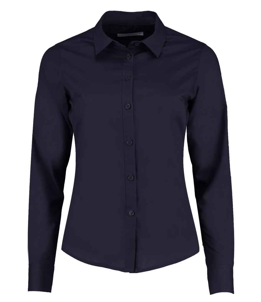 Kustom Kit Ladies Long Sleeve Tailored Poplin Shirt Dark Navy