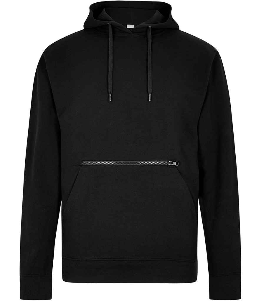 Kustom Kit Regular Fit Piqué Zipped Pocket Hoodie Black