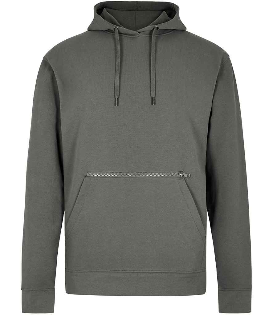 Kustom Kit Regular Fit Piqué Zipped Pocket Hoodie Dark Grey