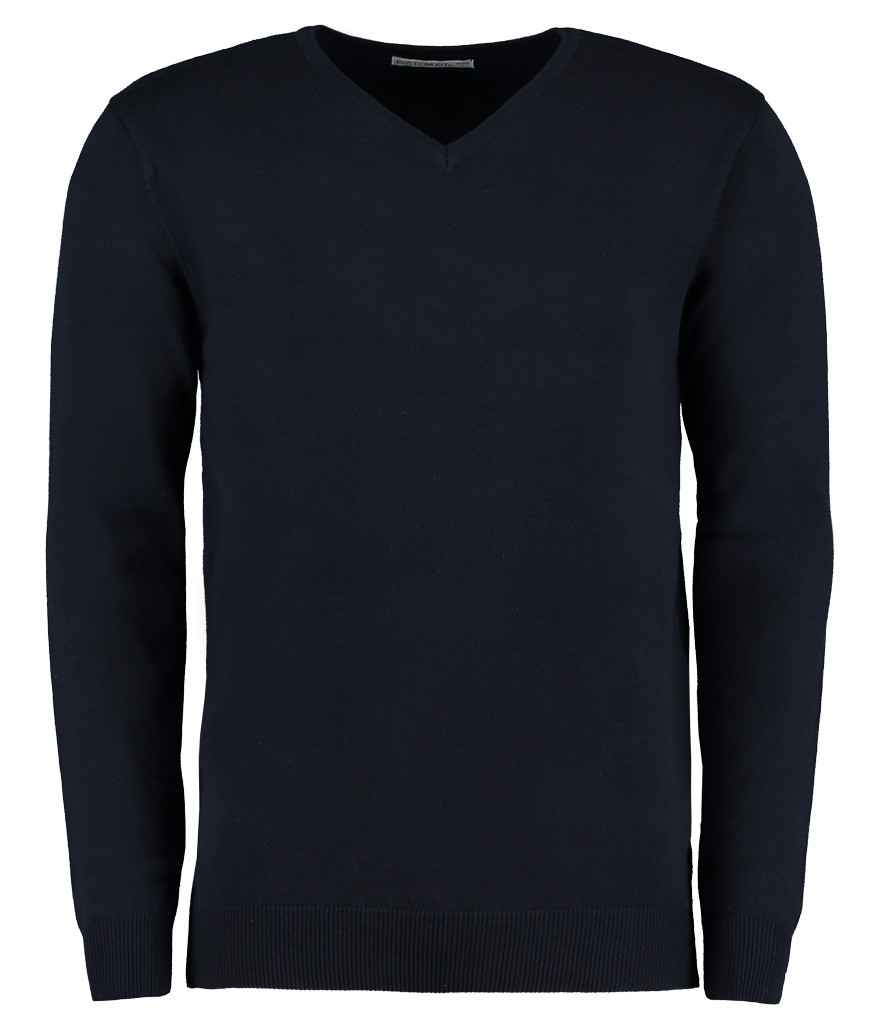 Kustom Kit Arundel Cotton Acrylic V Neck Sweater Navy