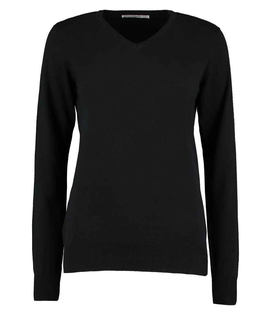 Kustom Kit Ladies Arundel Cotton Acrylic V Neck Sweater Black