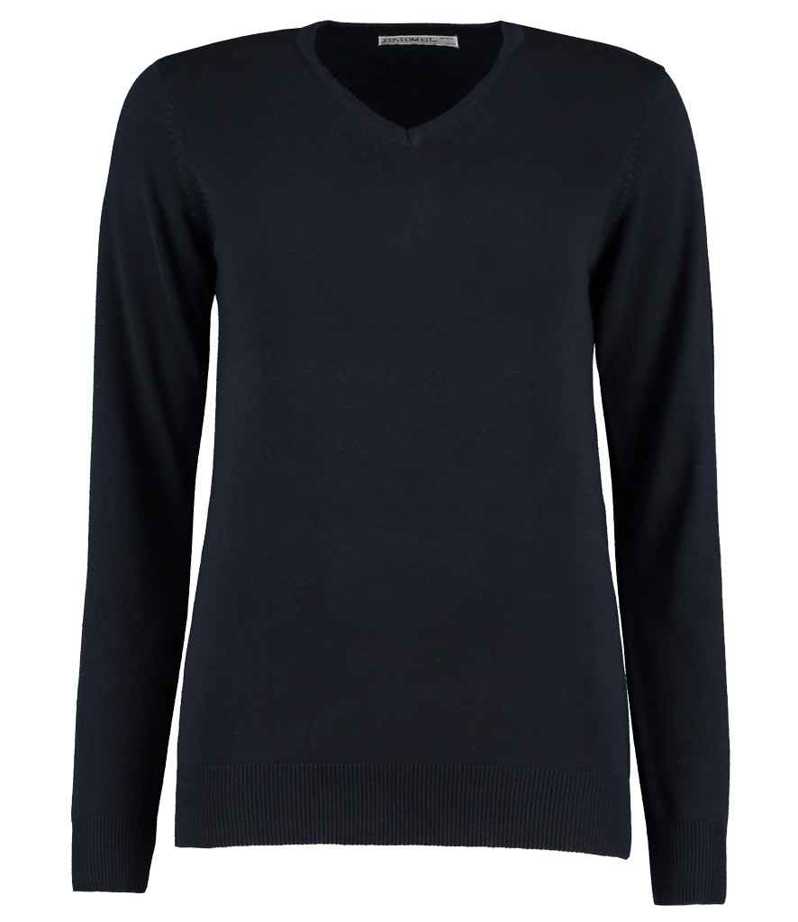 Kustom Kit Ladies Arundel Cotton Acrylic V Neck Sweater Navy