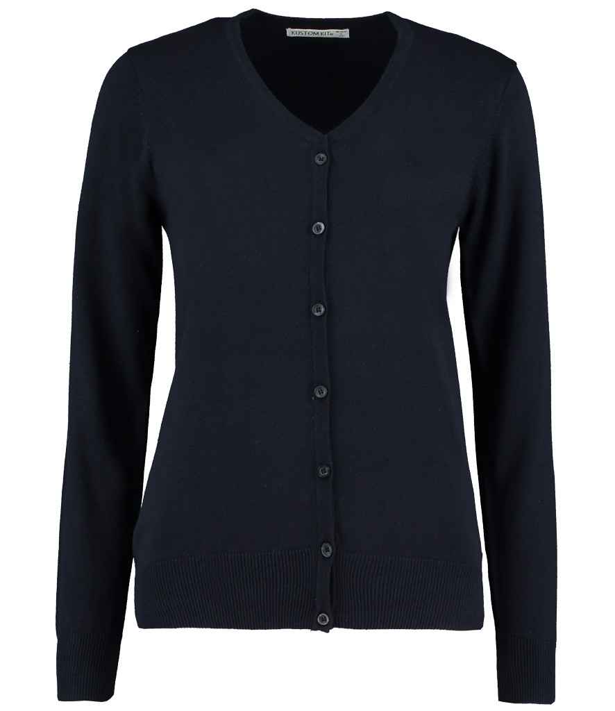 Kustom Kit Ladies Arundel Cotton Acrylic V Neck Cardigan Navy
