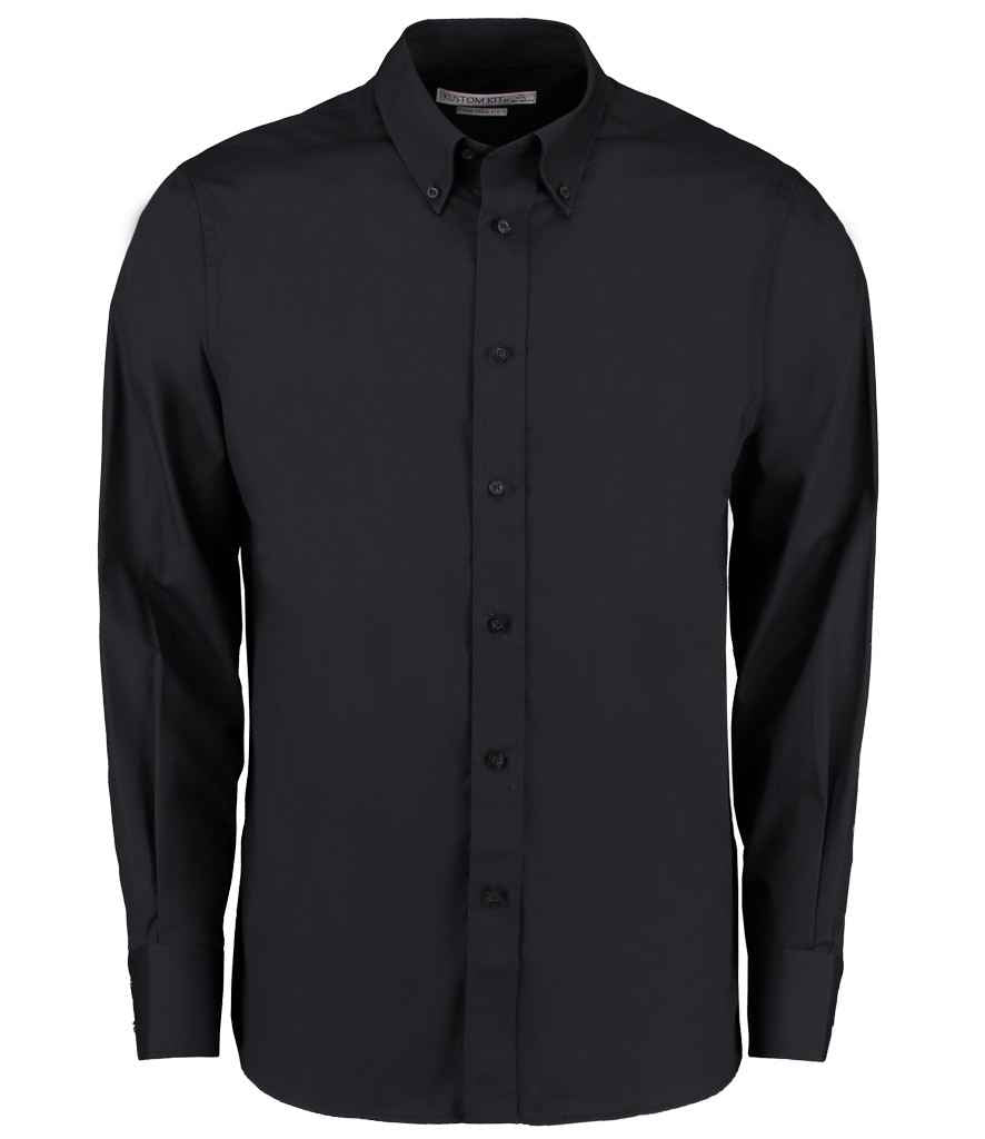 Kustom Kit Long Sleeve Tailored City Business Shirt Black