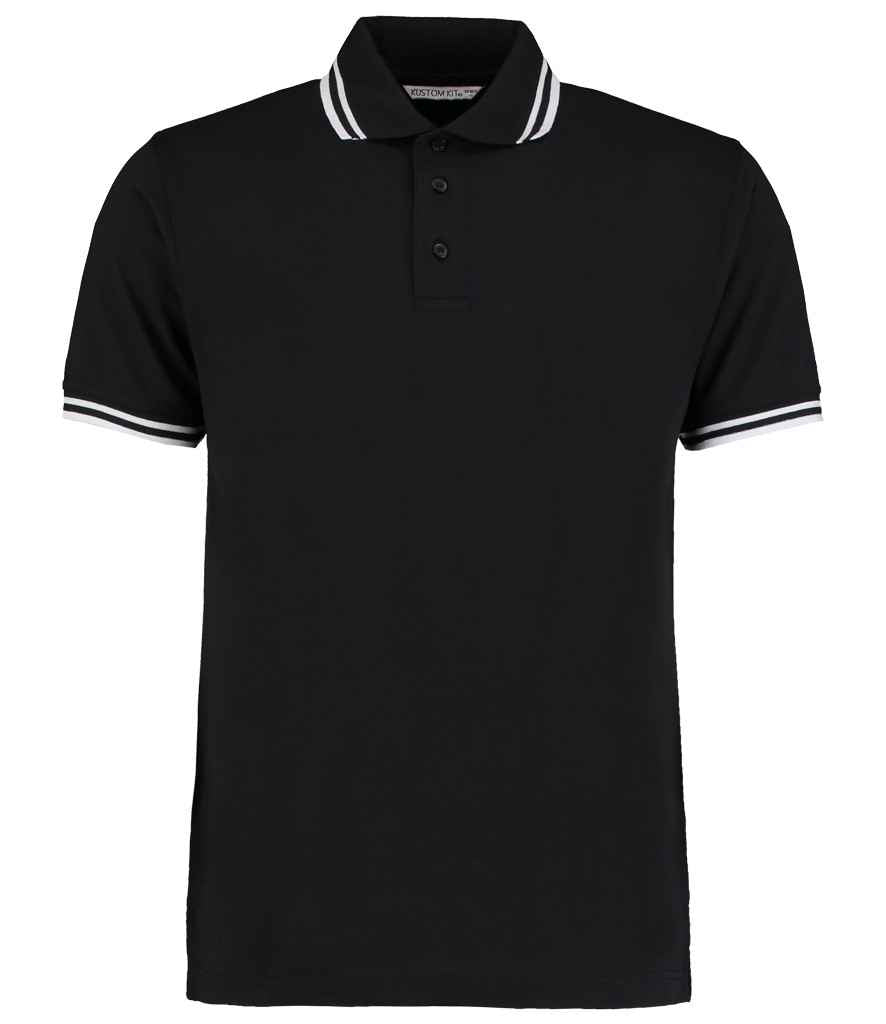Kustom Kit Contrast Tipped Poly/Cotton Piqué Polo Shirt Black/White