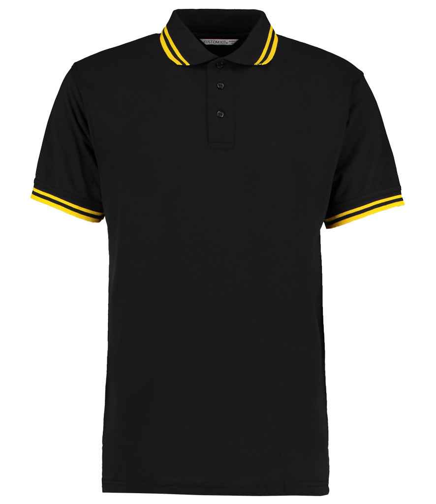 Kustom Kit Contrast Tipped Poly/Cotton Piqué Polo Shirt Black/Yellow