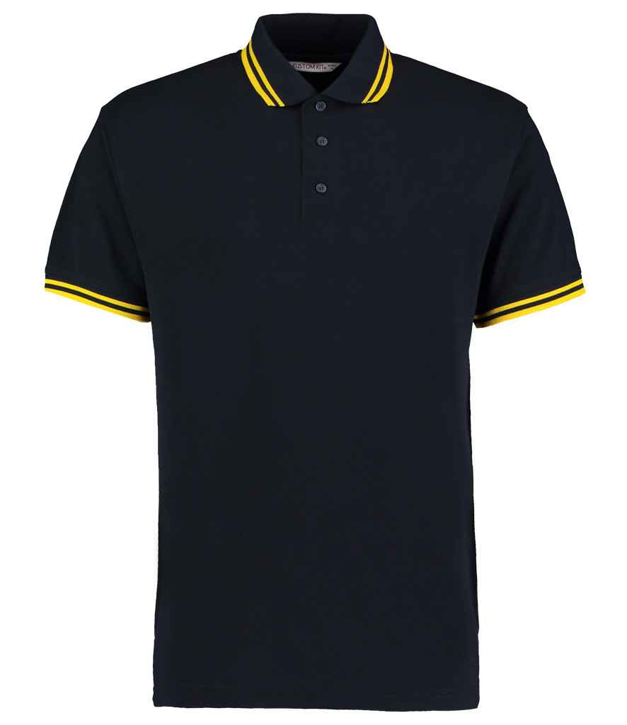 Kustom Kit Contrast Tipped Poly/Cotton Piqué Polo Shirt Navy/Yellow