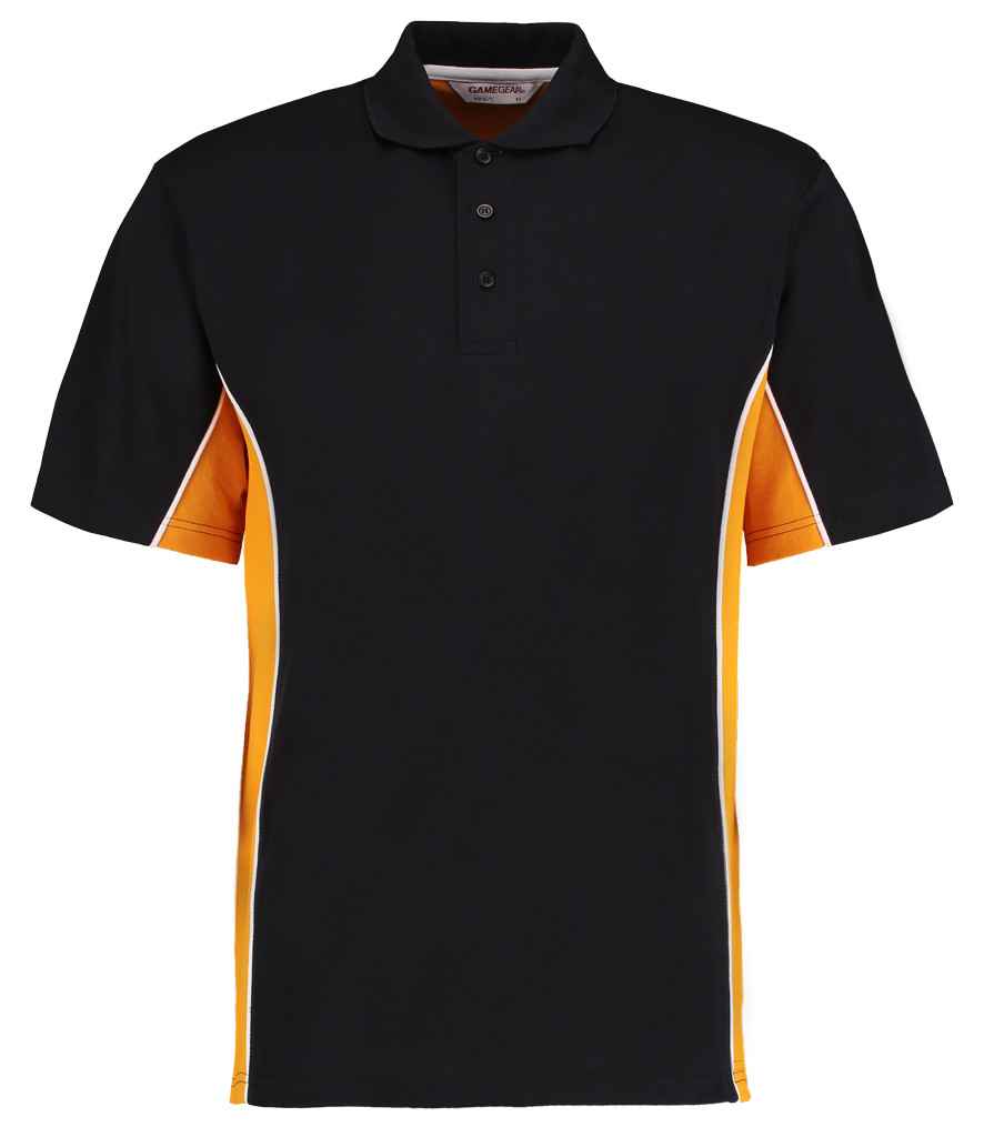 Kustom Kit Track Poly/Cotton Piqué Polo Shirt Black/Gold