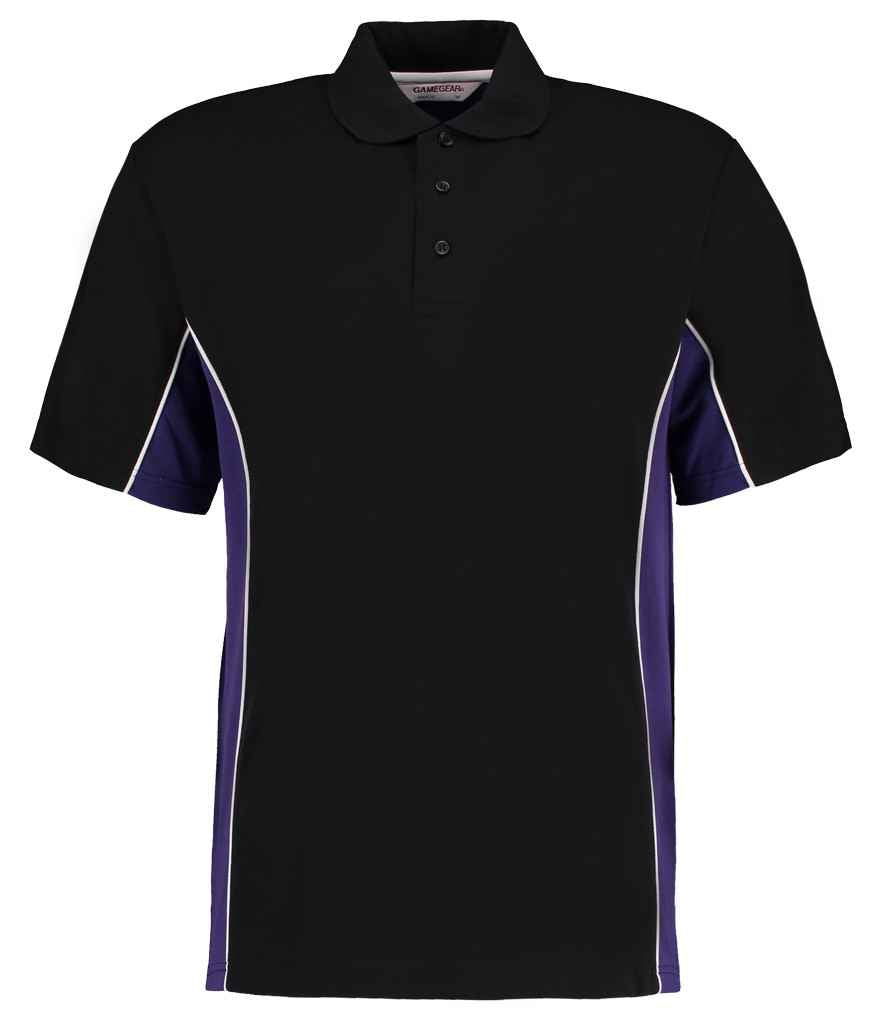 Kustom Kit Track Poly/Cotton Piqué Polo Shirt Black/Purple
