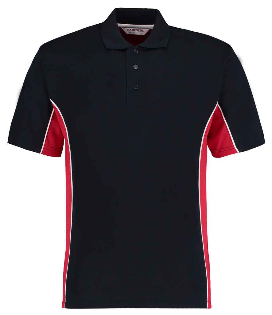 Kustom Kit Track Poly/Cotton Piqué Polo Shirt Navy/Red