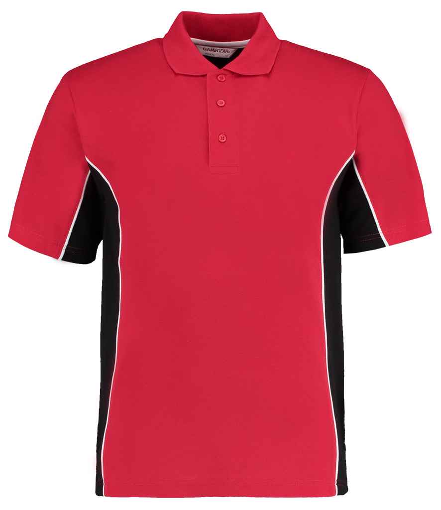Kustom Kit Track Poly/Cotton Piqué Polo Shirt Red/Black