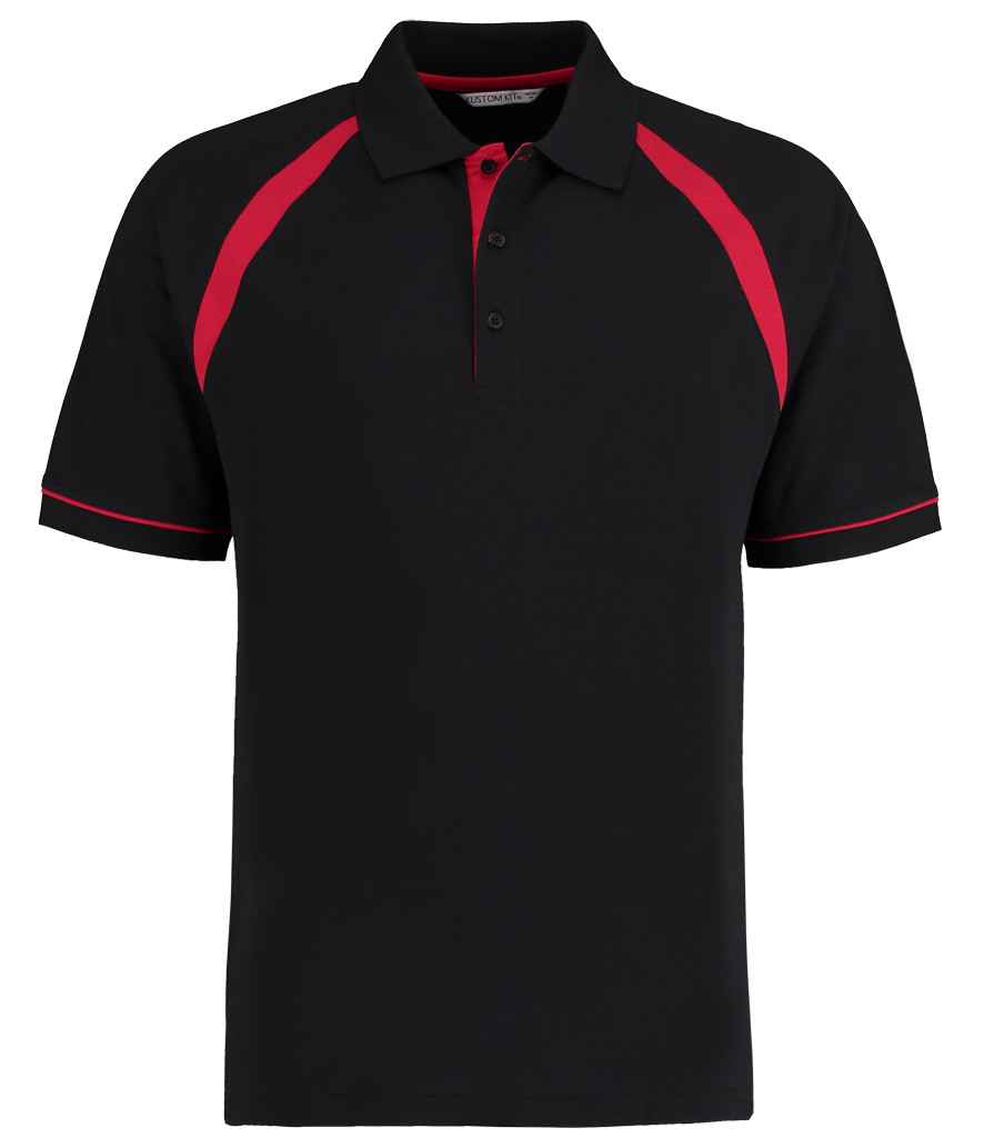 Kustom Kit Oak Hill Cotton Piqué Polo Shirt Black/Bright Red