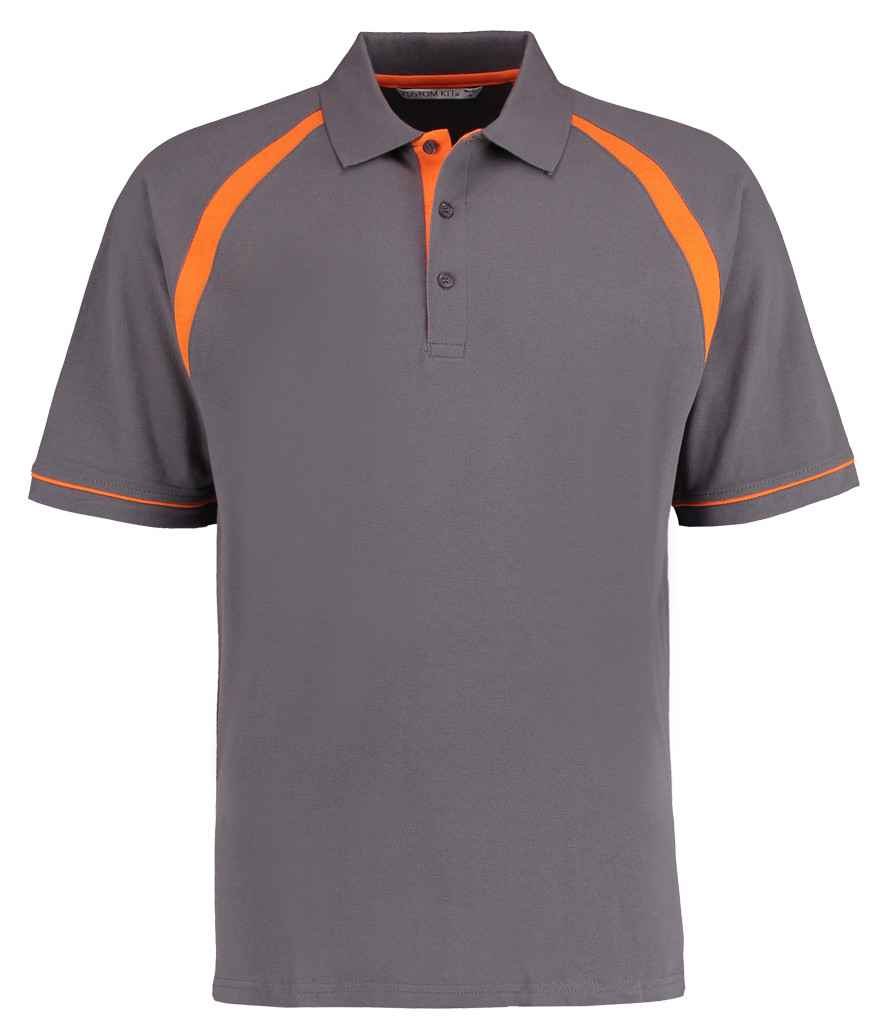 Kustom Kit Oak Hill Cotton Piqué Polo Shirt Charcoal/Orange