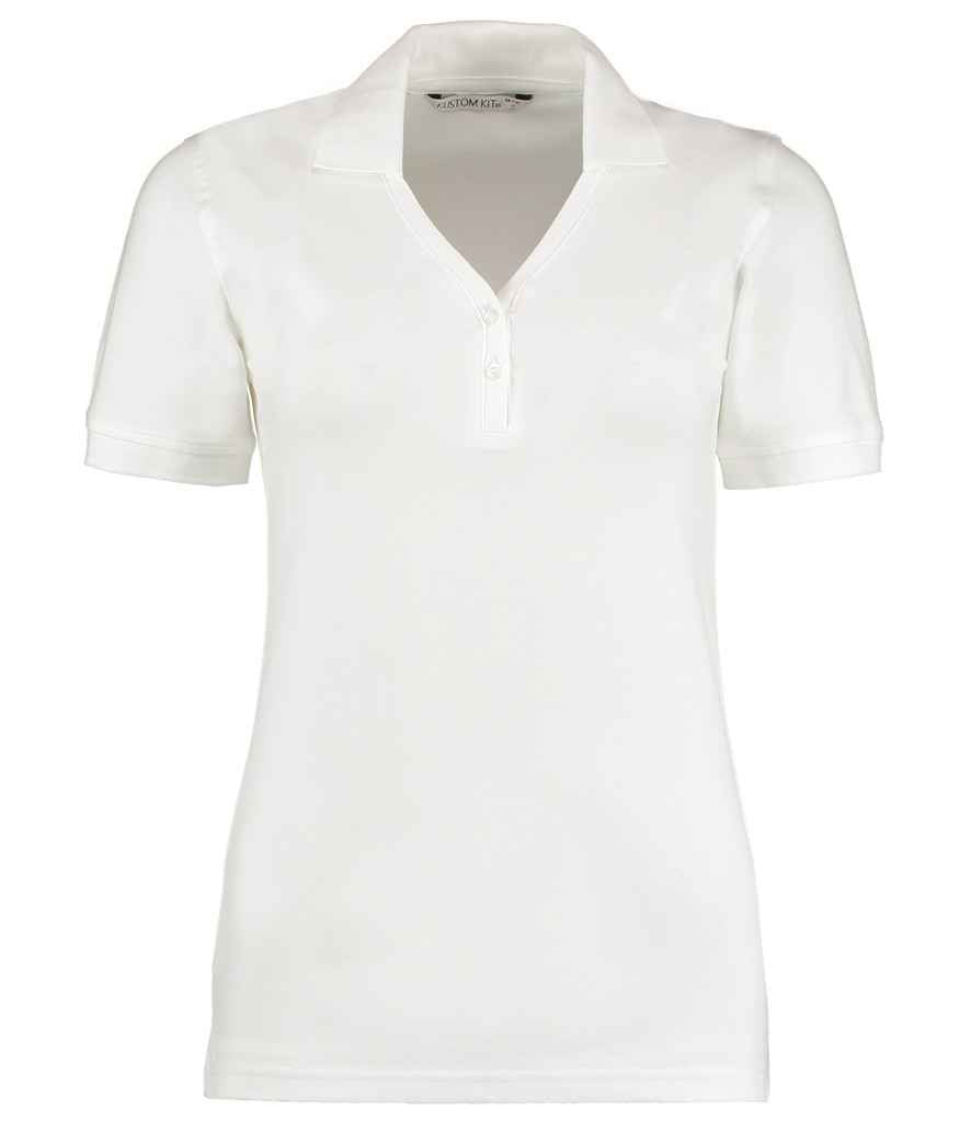 Kustom Kit Sophia Comfortec® V Neck Polo Shirt White