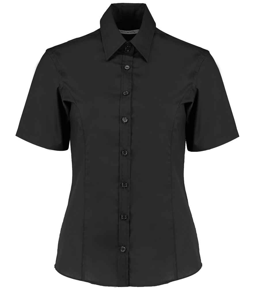Kustom Kit Ladies Short Sleeve Tailored Business Shirt Black