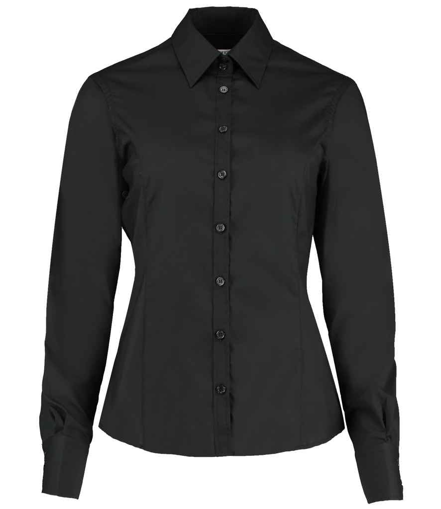 Kustom Kit Ladies Long Sleeve Tailored Business Shirt Black