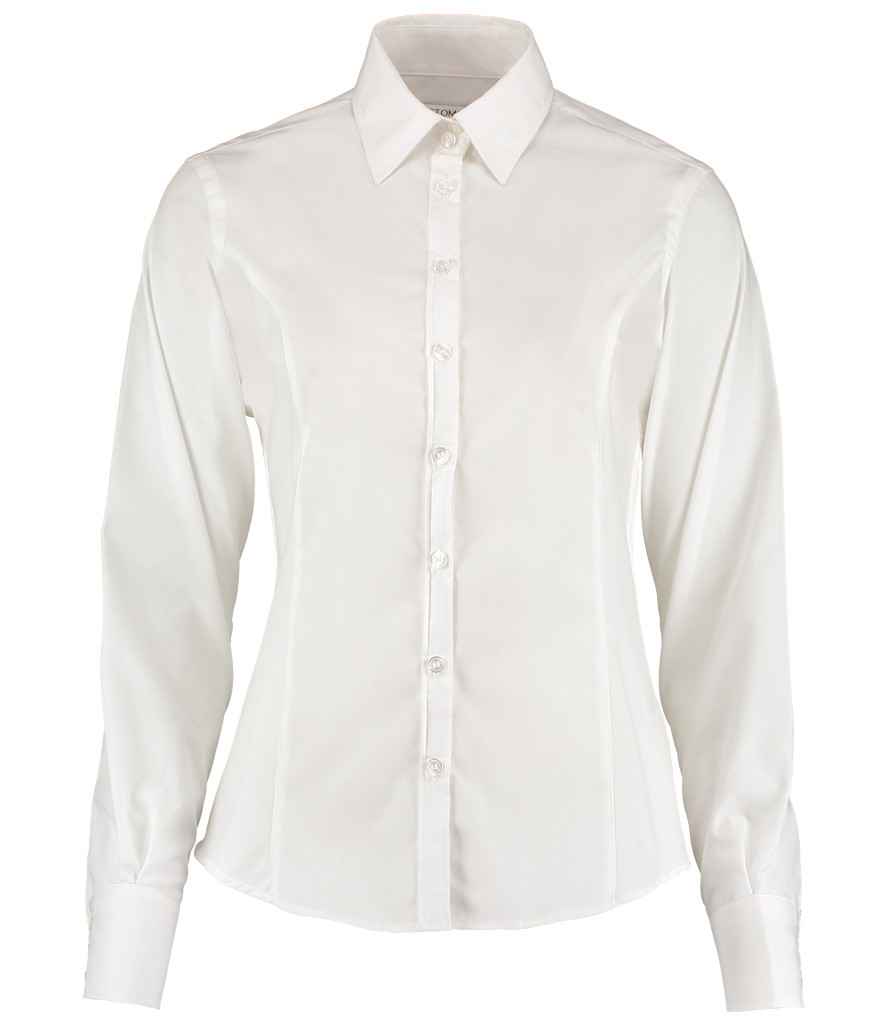 Kustom Kit Ladies Long Sleeve Tailored Business Shirt White