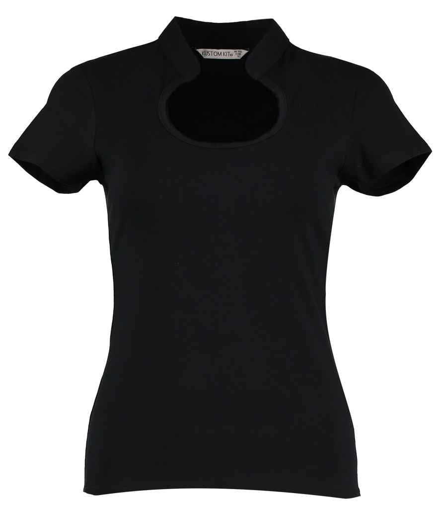Kustom Kit Ladies Keyhole Neck Corporate Top Black