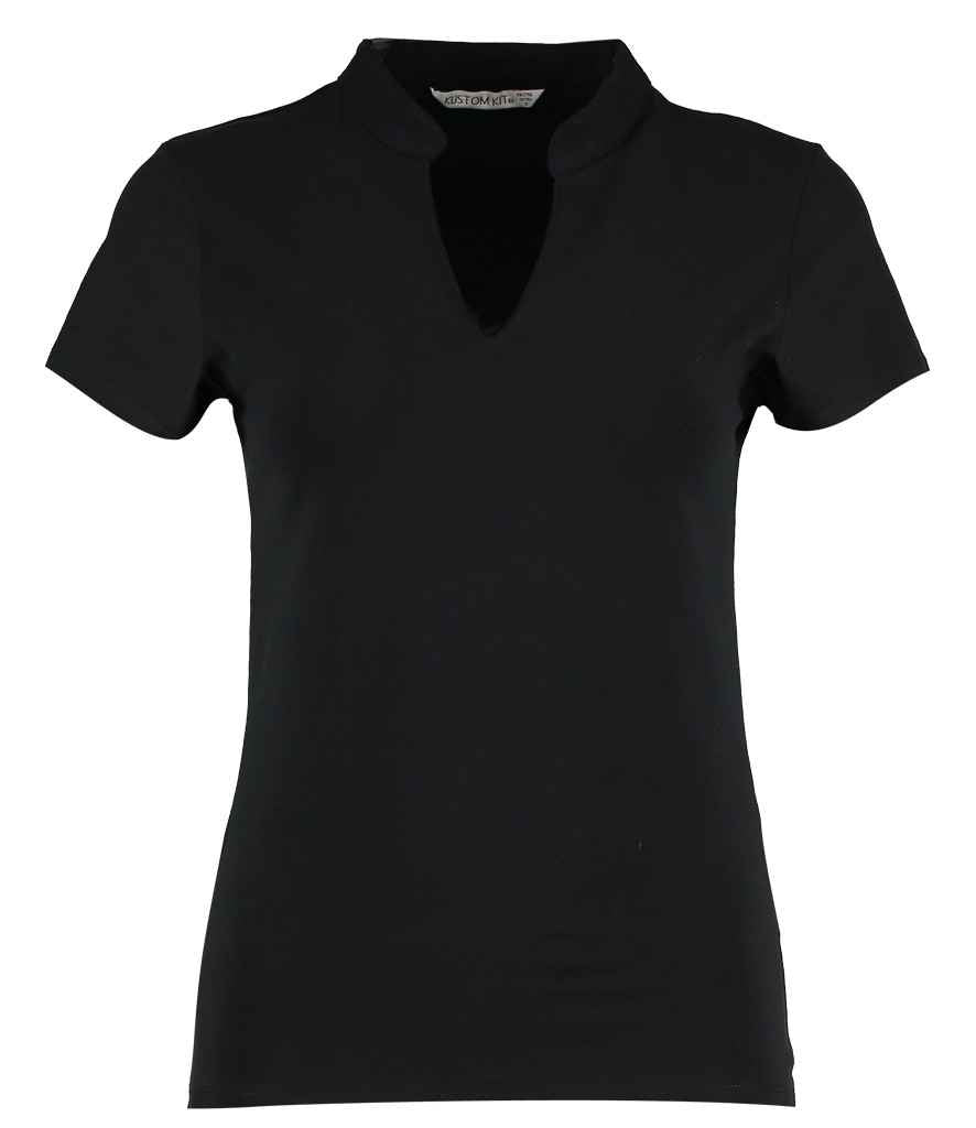 Kustom Kit Ladies V Neck Corporate Top Black