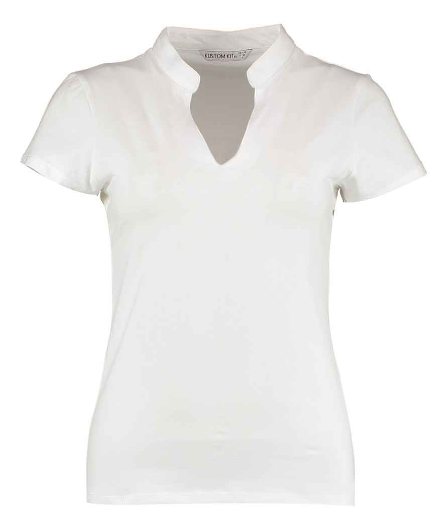 Kustom Kit Ladies V Neck Corporate Top White