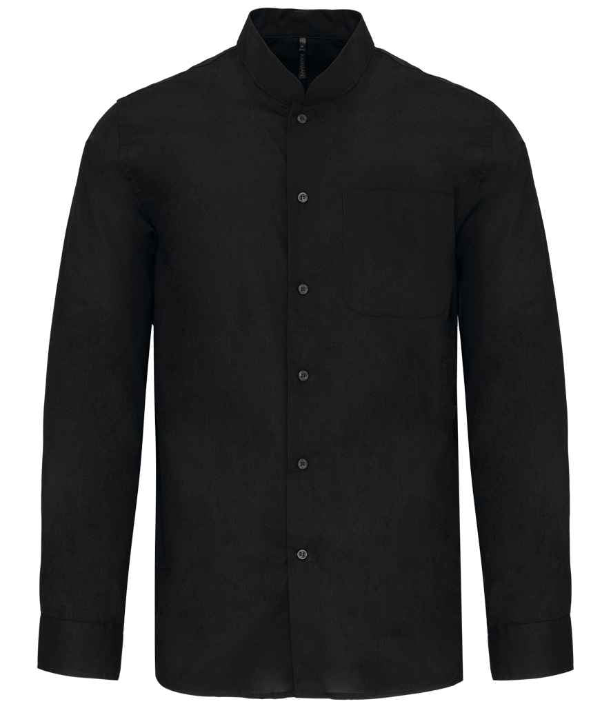 Kariban Long Sleeve Mandarin Collar Shirt Black