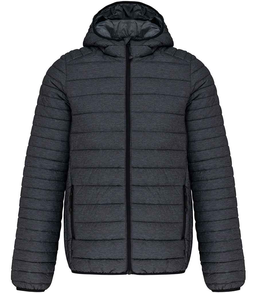 Kariban Lightweight Hooded Padded Jacket Marl Dark Grey