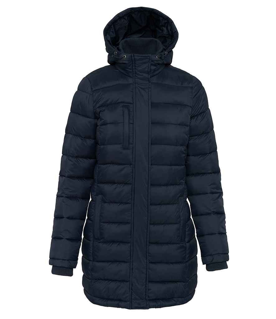 Kariban Ladies Lightweight Long Padded Parka Jacket Navy