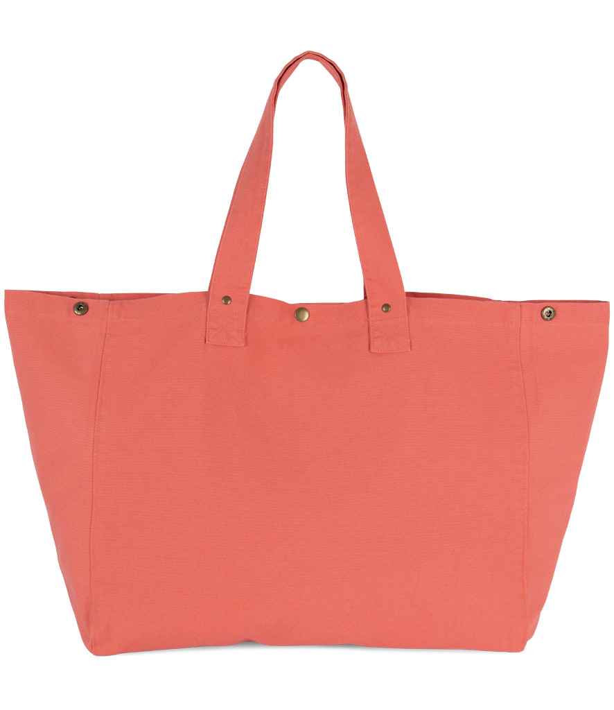 Kimood Faded Cotton Shopper Washed Coral Pink