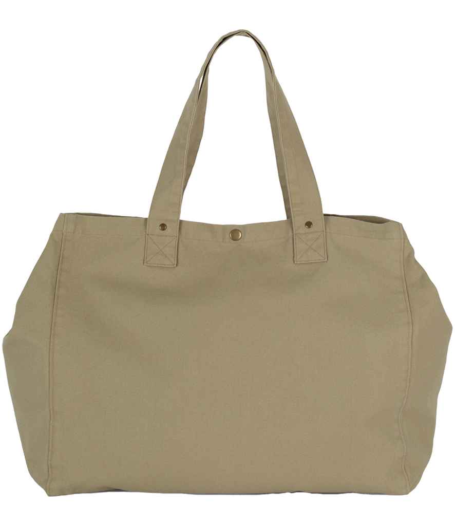 Kimood Faded Cotton Shopper Washed Olive Grey