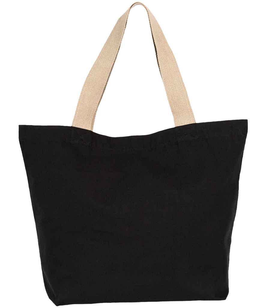 Kimood Large Recycled Flat-Bottom Shopping Bag Black Night/Hemp