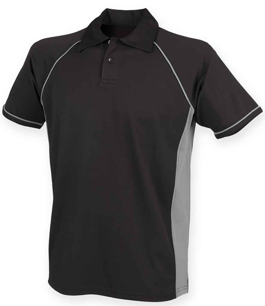 Finden + Hales Performance Piped Polo Shirt | Black/Grey Black/Grey