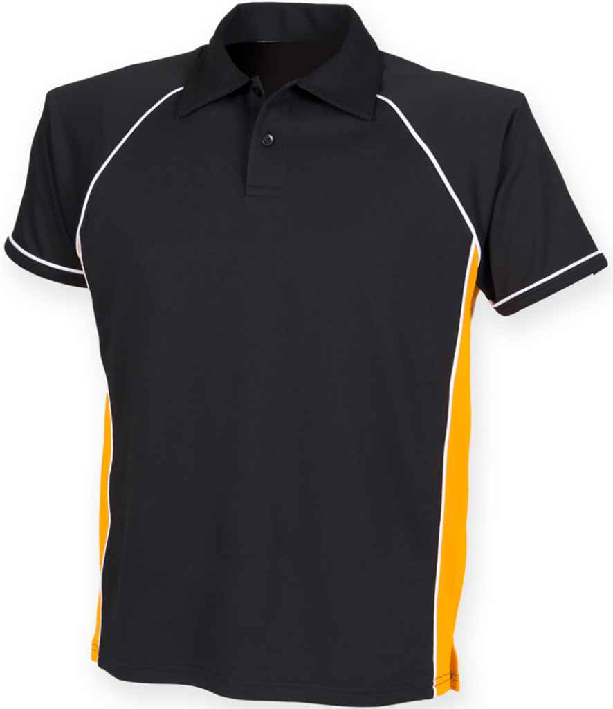 Finden + Hales Performance Piped Polo Shirt | Black/Amber/White Black/Amber/White