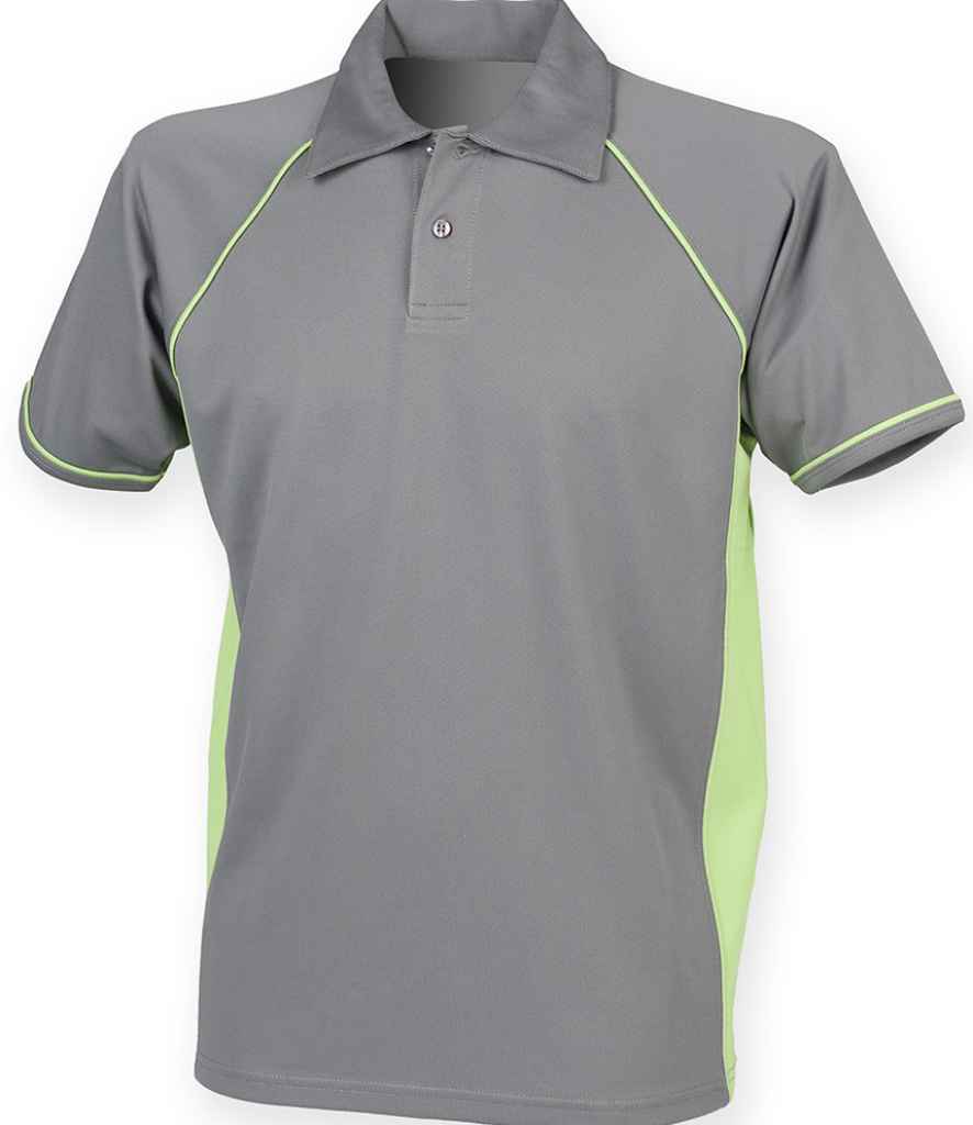 Finden + Hales Performance Piped Polo Shirt | Grey/Lime Green Grey/Lime Green