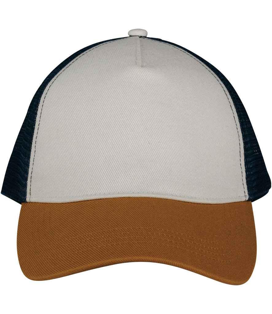 Native Spirit 5 Panel Trucker Cap Ivory/Curcuma/Navy