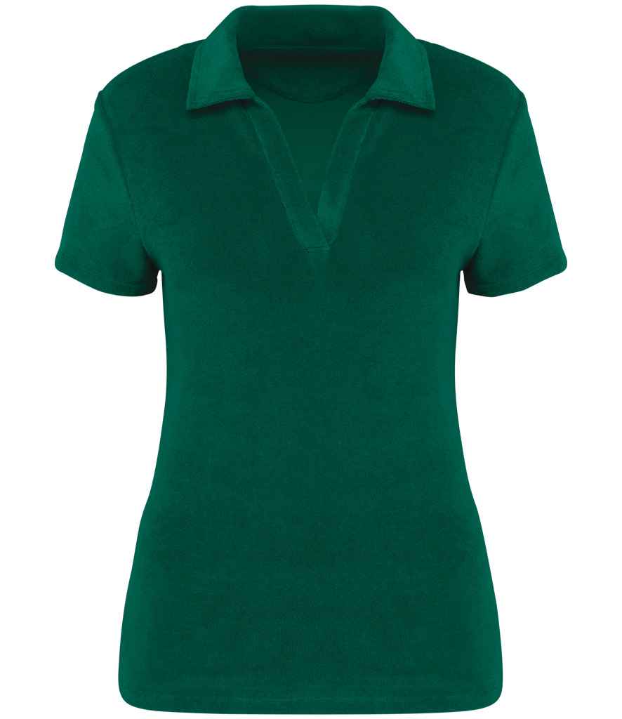 Native Spirit Ladies Terry Towel Polo Shirt Malachite Green