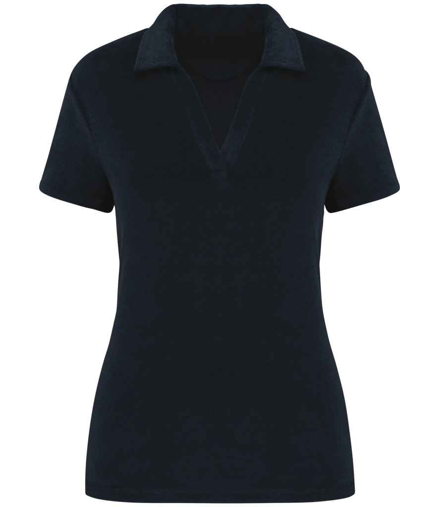 Native Spirit Ladies Terry Towel Polo Shirt Navy