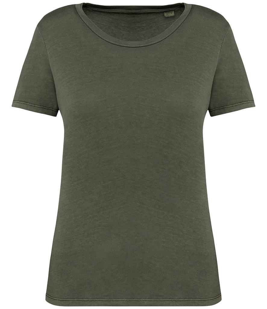 Native Spirit Ladies Faded T-Shirt Washed Organic Khaki