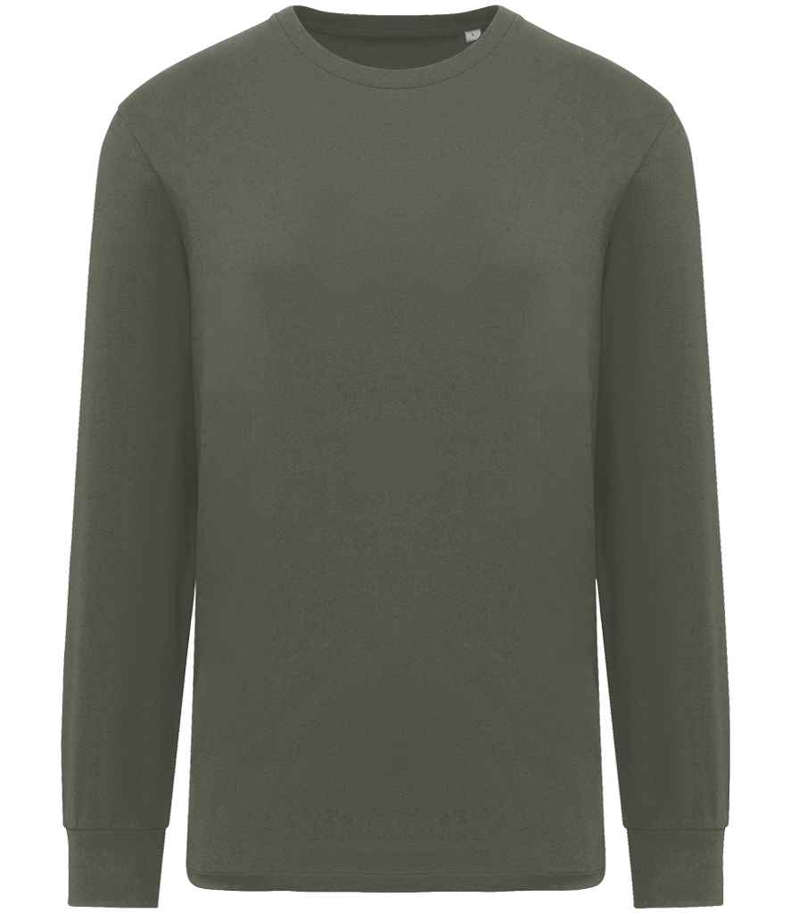 Native Spirit Unisex Crew Neck Long Sleeve T-Shirt Organic Khaki