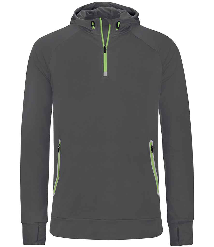 Proact Zip Neck Hooded Sweatshirt Dark Grey