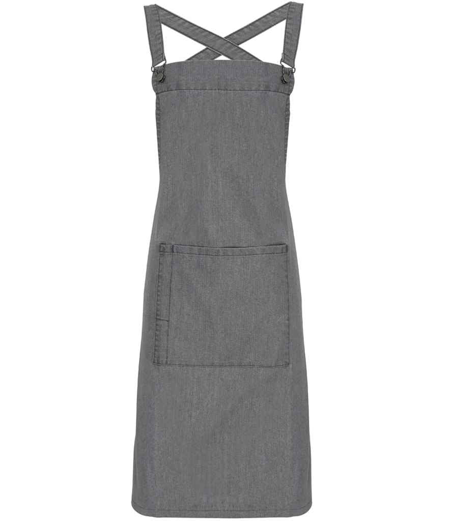 Premier Cross Back Barista Bib Apron Grey Denim