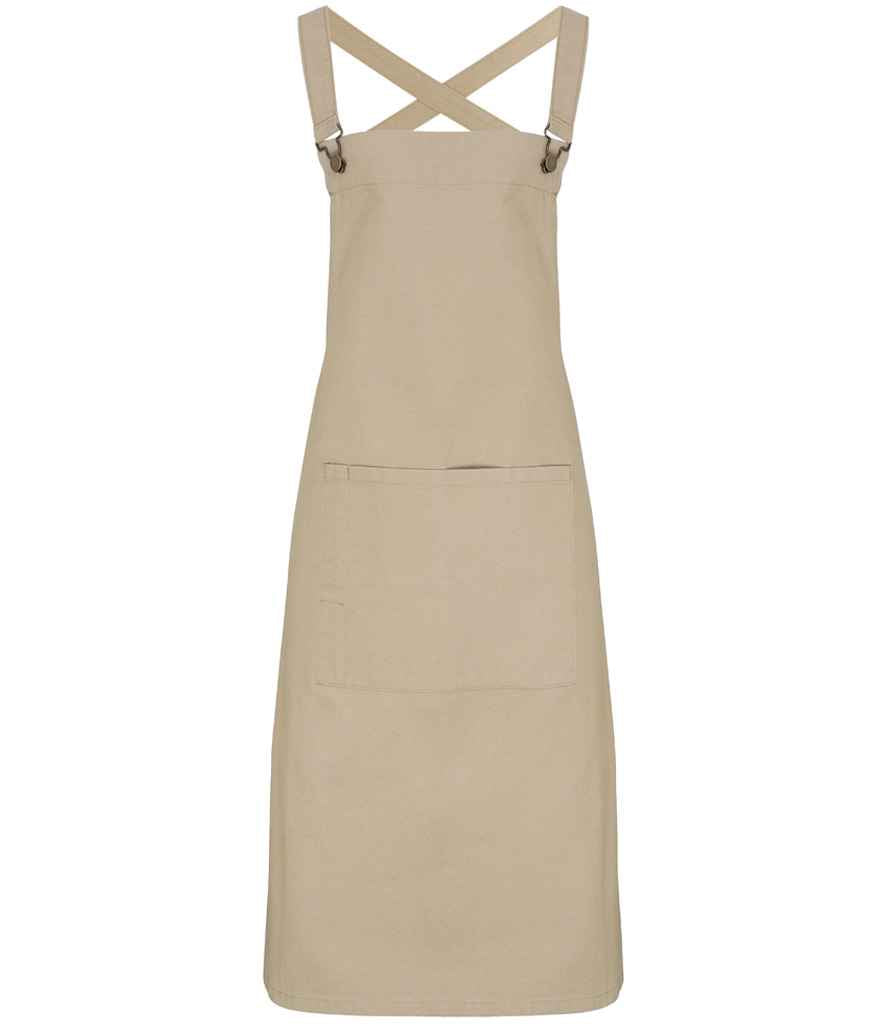 Premier Cross Back Barista Bib Apron Khaki