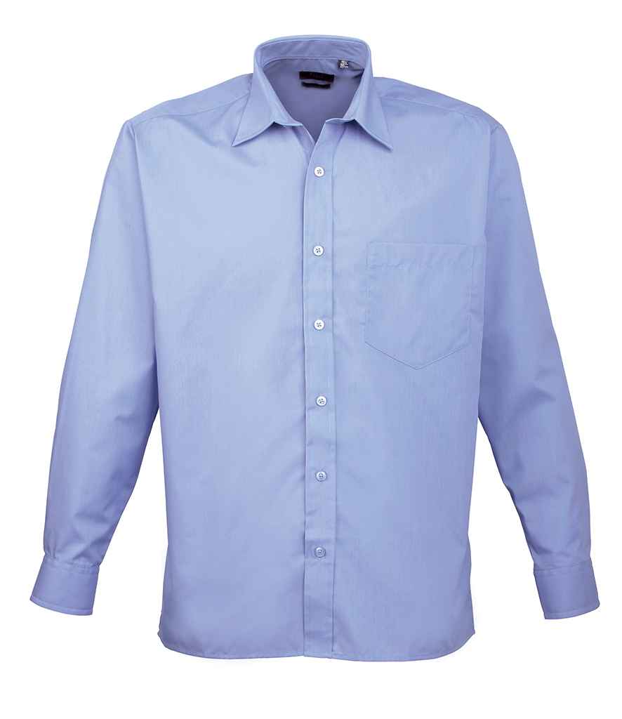 Premier Long Sleeve Poplin Shirt | Mid Blue Mid Blue