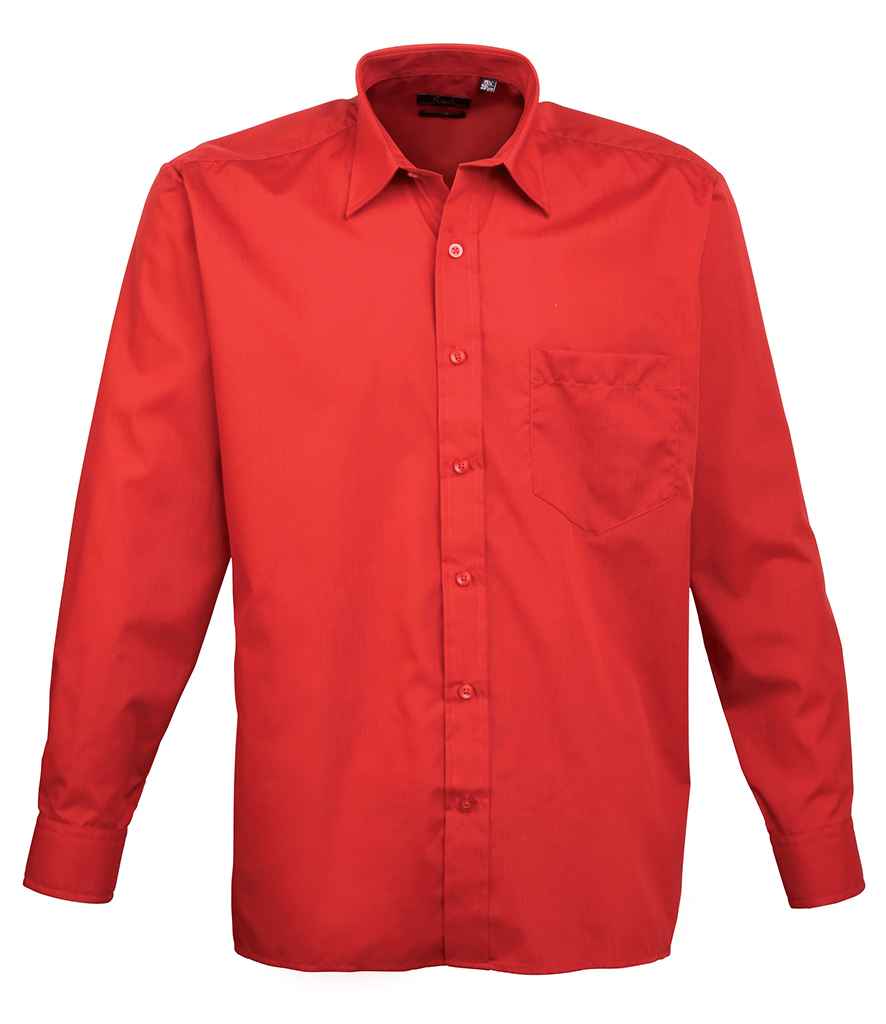 Premier Long Sleeve Poplin Shirt | Red Red