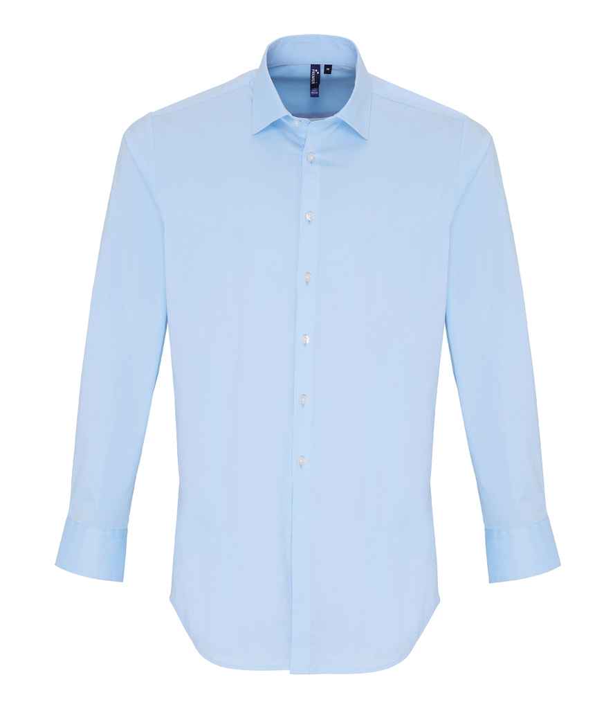 Premier Long Sleeve Stretch Fit Poplin Shirt Pale Blue