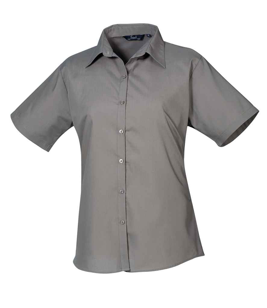 Premier Ladies Short Sleeve Poplin Blouse | Dark Grey Dark Grey