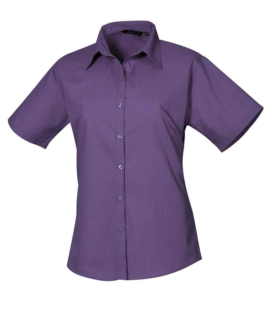 Premier Ladies Short Sleeve Poplin Blouse | Purple Purple